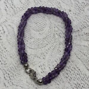 Amethyst bead woven bracelet sterling silver 925 clasp fine jewelry gemstone